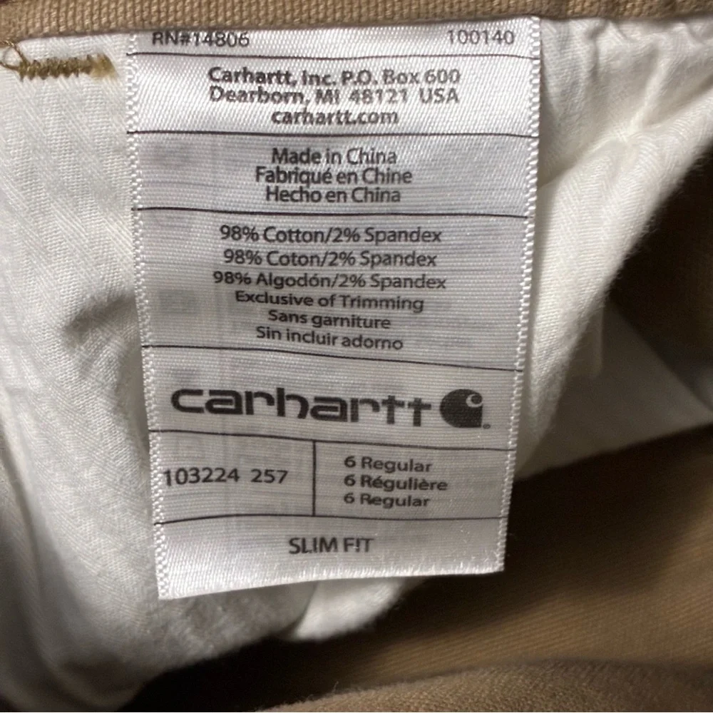 CARHARTT Women's Slim Fit Canvas Carpenter Pants Size 6 - Picture 4 of 7